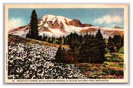 Mountain Flowers Mount Rainier National Park Washington UNP Linen Postcard N25 - £2.37 GBP