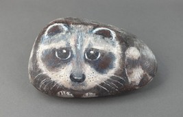 Ginny Hensler Signed Hand Painted Original Artwork Raccoon Rock Stone - £102.87 GBP