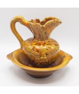 California Pottery 1108 Orange Drip Glaze Studio Pottery Pitcher Bowl Set - £101.09 GBP