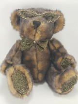 Plush Brown Teddy  Bear Dan Dee Gold Mardi Gras Mask Bow Feet Collectors... - £15.79 GBP