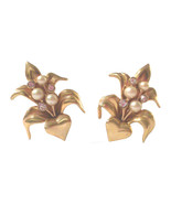 Vintage Swarovski Crystal and Faux Pearl Heart Statement Clip On Earrings - £117.95 GBP
