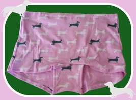 S Weiner Dog GreenWhiteCotton LowRise Victorias Secret PINK Boyshort Brief Panty - £8.73 GBP