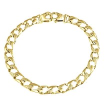 Men&#39;s Flat Curb Cuban Nugget Link Bracelet 14k Solid Yellow Gold 14.4 Gr 6.5 mm - £1,174.22 GBP