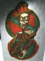 Grateful Dead Car Window Decal Skeleton Rocking Out Guitar Vintage Original 1990 - £6.47 GBP