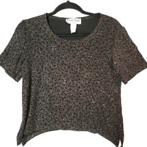 Ronni Nicole By Ouida Womens Top Sz 4P Evening Wear Black Bronze Glitter Vintage - £12.75 GBP