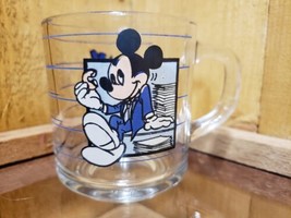 Vintage Anchor Hocking Disney 8.5oz 3.5&quot; Clear Glass Mickey Mouse Break ... - $21.77