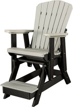 Adirondack Glider Chair w/ Footrest - Gray &amp; Black 4 Season Poly Seat Amish Usa - £522.75 GBP