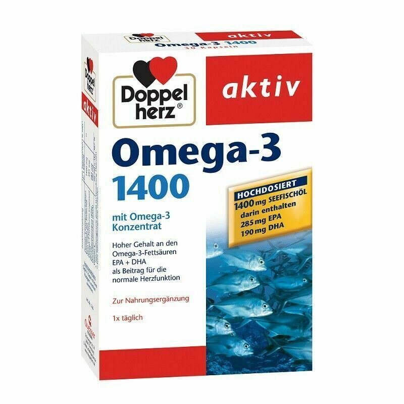 Doppelherz Omega-3 1400 30 Caps Sea Fish Oil Dietary Normal Heart Function - $29.99