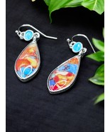 Asymmetry Multicolor Silver Drop Dangle Earrings | Women’s Hook Art Jewelry - $273.21 MXN