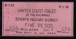 1944 United States Forces in the Philippines-7th Military District Five Peso. - £305.62 GBP