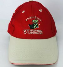 Kickin Back St Maarten Red Baseball Cap Hat Vacation Palm Trees Embroidered - $17.24