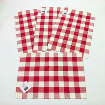 Madison Buffalo Check Rib Sienna Red &amp; White Placemats Set of 4 13x19 in... - $36.62