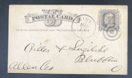 Antique 1877 Lima Ohio to Bluffton Target Fancy Cancel US Postal Card Po... - £11.15 GBP