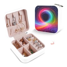 Leather Travel Jewelry Storage Box - Portable Jewelry Organizer - Aura - £11.62 GBP