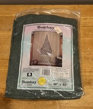 Vintage Bombay Pair Of Drapes Cotton Jade Green Flocked Thermal Backed 4... - $752.48 MXN