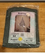 Vintage Bombay Pair Of Drapes Cotton Jade Green Flocked Thermal Backed 4... - $54.31 CAD