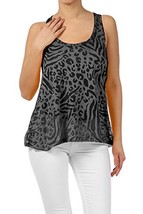 Women&#39;s Sheer Burnout Animal Print Slub Tank Top Neon (Small, Black) - $15.00