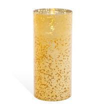 Darice Luminara Flameless Candle Unscented Gold Mercury Glass Cylinder 8 Inches - £120.67 GBP