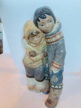 Lladro Nao Daisa Spain porcelain statue sculpture Arctic boy girl Eskimo Inuit - £233.45 GBP