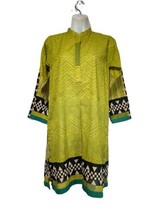 khaadi pakistan green geometric midi long sleeve kurta Dress Size 6 - $27.71
