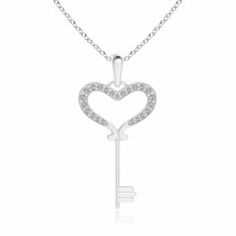 ANGARA 1.2mm Pave-Set Diamond Heart Key Pendant in Silver for Women, Girls - £153.84 GBP