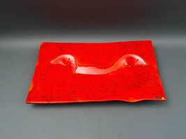 Andreas Meyer Israel Vered Meyer Signed Red Fused Nahariya Glass Platter... - £239.79 GBP