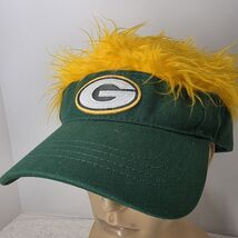 Green Bay Packers Hat Cap NFL Apparel Visor With Yellow Messy Hair Wig - $16.82