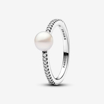 925 Sterling Silver Pandora Freshwater Cultured Pearl Ring,Gift For Her - £15.92 GBP