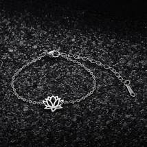 AAAAA Quality 100% Stainless Steel Lotus Charm Bracelet for Women Female Fabulou - £8.53 GBP