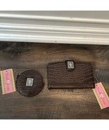 NWT Faith &amp; Grace Religious Cross Wallet &amp; Coin Purse Brown Croc Faux Le... - $39.67 CAD