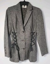 Petrovitch &amp; Robinson Jacket Blazer Wool Womens Size S 3 Button Side Laced - £97.13 GBP