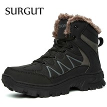 Winter Ankle Boots Men Casual Shoes Outdoor Leather Waterproof Work Mens Boots W - £78.37 GBP