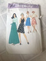 Vtg Simplicity 1976 Front Tie Wrap Skirt 2 Lengths Pattern #7352 Waist 2... - $16.12