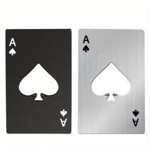 2 PACK Ace of Spades Metal Bottle Cap Opener Playing Card Design - $4.99