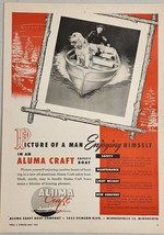 1947 Print Ad Aluma Craft Aluminum Safety Boats Man &amp; Dog Minneapolis,Minnesota - £14.55 GBP