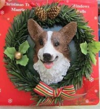 Wreath Xmas Ornament Welsh Corgi Dog Christmas Ornament Retired - £6.23 GBP