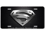 Superman Inspired Art Gray on Black Mesh FLAT Aluminum Novelty License T... - $17.99