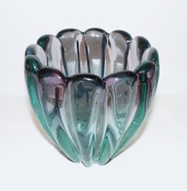 LOVELY VINTAGE ALFREDO BARBINI MURANO ART GLASS RIBBED TURQUOISE/PURPLE ... - £383.01 GBP