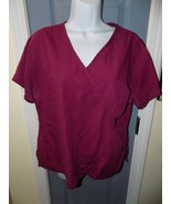 Cherokee Burgundy Short Sleeve Scrub Shirt Size Small Women&#39;s EUC - £13.77 GBP