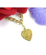 I LOVE YOU HEART Charm Chain BRACELET Vintage Goldtone Short 6&quot; Length - $16.99