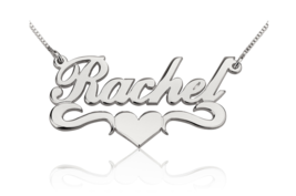 Name Necklace With Heart: Sterling Silver, 24K Gold Gp , Rose Gold - £87.92 GBP