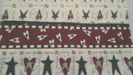 Fabric RJR &quot;Olympic Spirit&quot; 2 Pc Set Maroon Navy Off-White Nations $1.95 - $1.95
