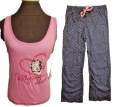 Marilyn Monroe 2 Piece Pajama Set PJ Heart Sparkle Tank &amp; Lounge Pants NWT SMALL - £15.81 GBP