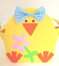 10&quot; Easter Felted Baby Chick Blue Bow Pink Flower Bucket Basket NWT - £7.66 GBP