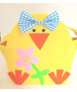 10&quot; Easter Felted Baby Chick Blue Bow Pink Flower Bucket Basket NWT - £7.33 GBP