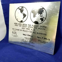 NASA Apollo 11 Replica Metal Plaque Left on the Moon 1969 Astronauts Nixon Space - £62.02 GBP