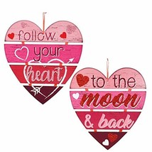 Valentines Day Heart-Shaped Message Signs  Set of (2), Including to The Moon & - £7.78 GBP