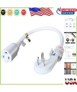 1 Foot Heavy-Duty Extension Cord with Low Profile Flat Plug - 125V, 1875W - $210.04 MXN