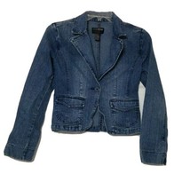 Outer Edge Classy Button Up Collared Denim Jean Jacket ~ Sz S ~ Long Sleeve - $17.09