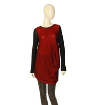 Maria Calderara Red &amp; Black Long Draped Wool Viscose Knit Sweater Top si... - $84.15